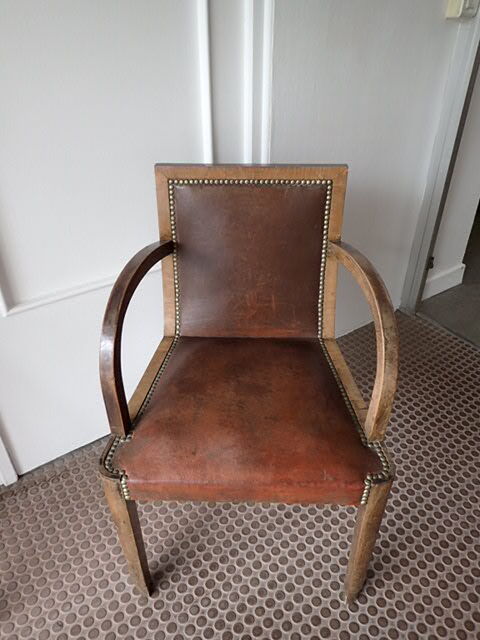 Paire de fauteuils bridge en cuir