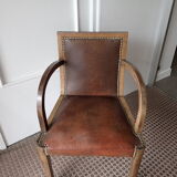 Paire de fauteuils bridge en cuir