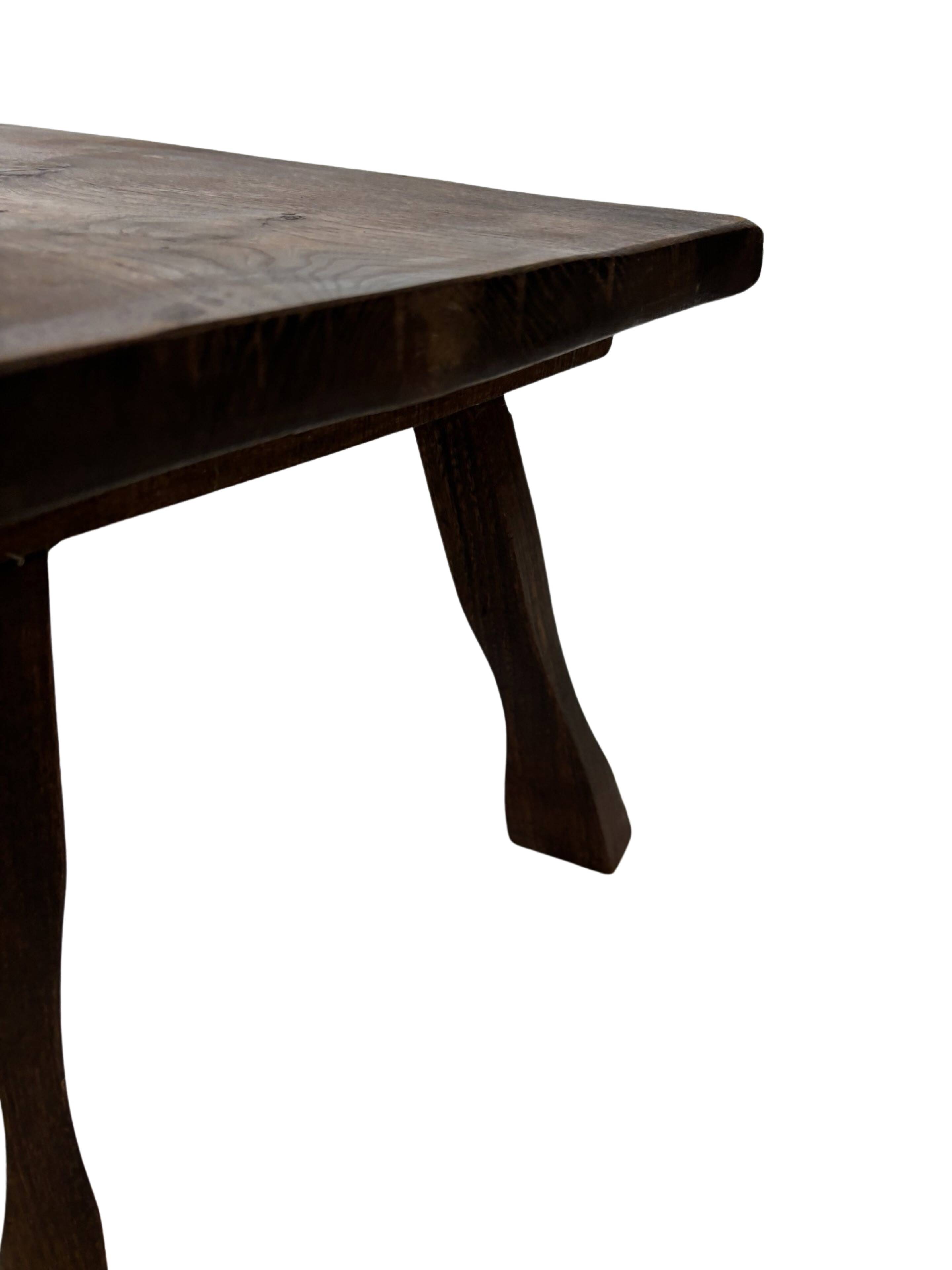 Vintage brutalist side table minimalistic design in dark wood