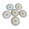 6 blue plates Gien Terre de ferFlorence model created around 1890