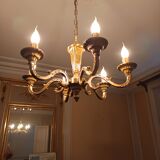 Stunning 6-arm brass chandelier