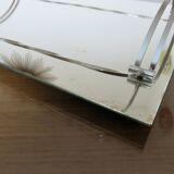 Ancien plateau miroir français en laiton chromé, art déco, années 20 30