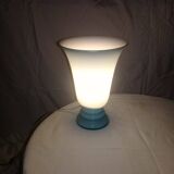 Paire de lampes opaline bleu et blanche