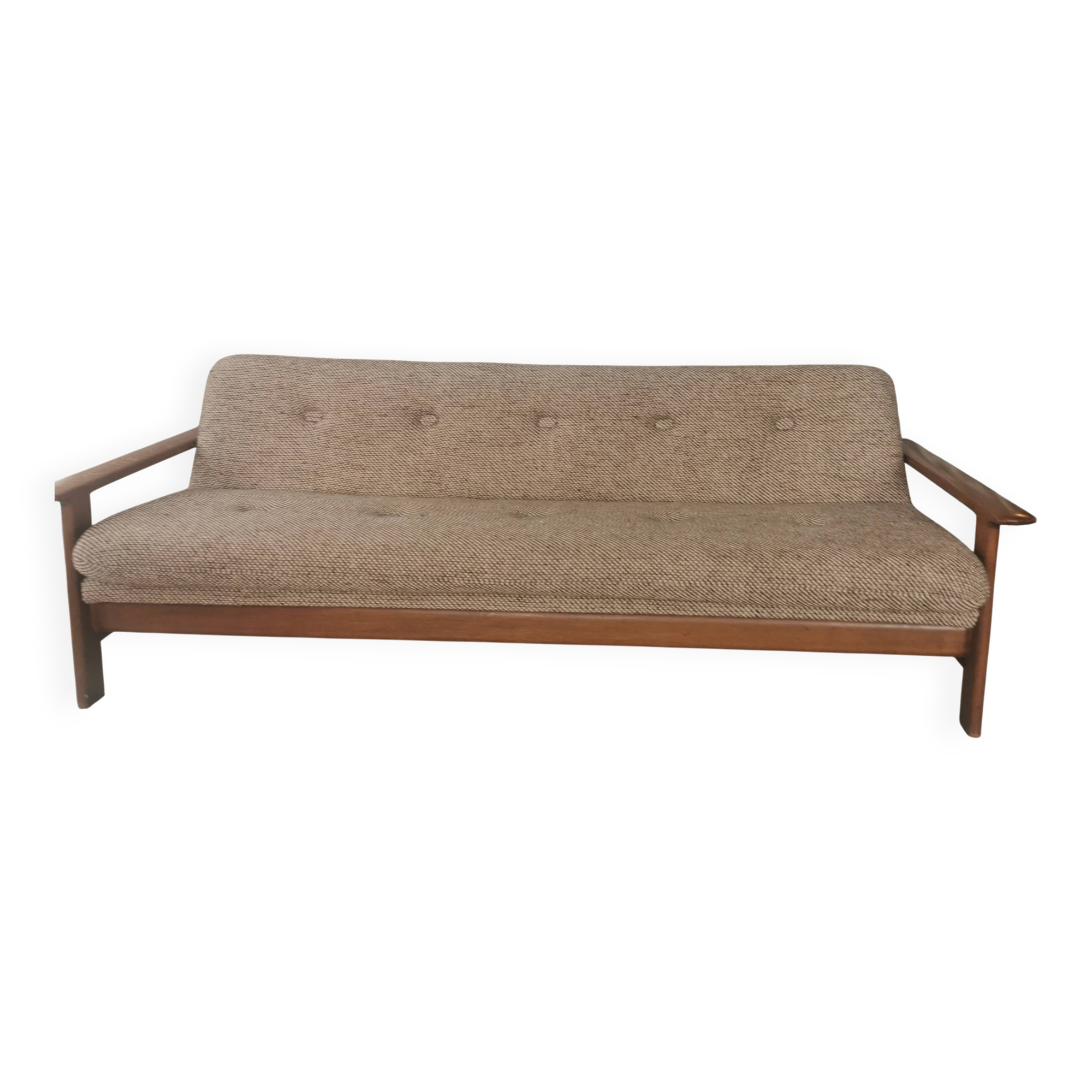 Banquette day bed en chêne design 1970