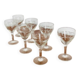7 verres à vin blanc ciselés art deco années 20/30