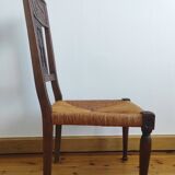 Armchair, low carved chair from the 19th century - decorated with wheat ears.