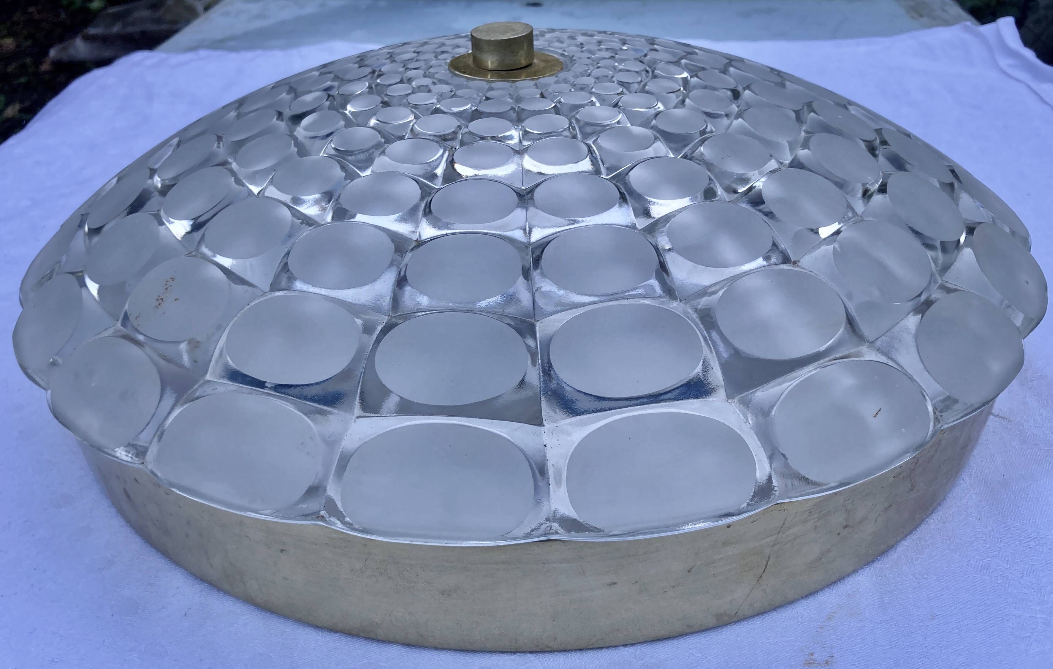 Vintage aluminum and glass ceiling light by Peill & Putzler 1970