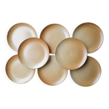 Set of 8 CNP Village stoneware dessert plates