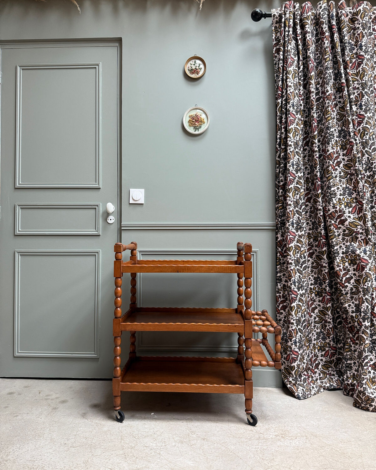 Vintage wooden serving trolley