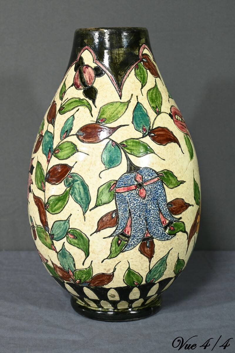 Vase en Faïence Polychrome, signé J.Massier, Vallauris – Début XXe