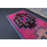 1970s Vintage Turkish Oushak Diamond Wool Runner 98x334