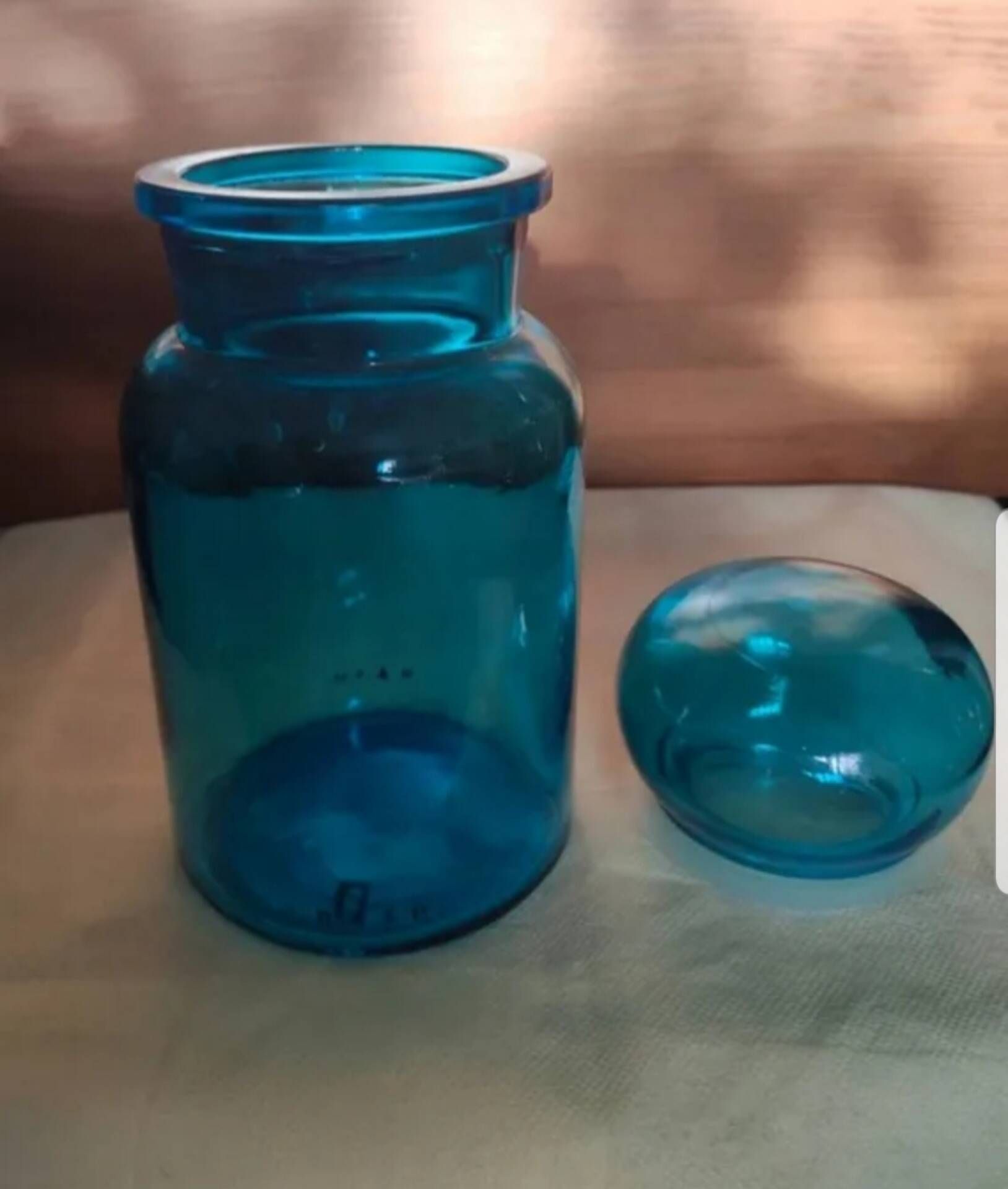 Blue glass apothecary jar, Belgium