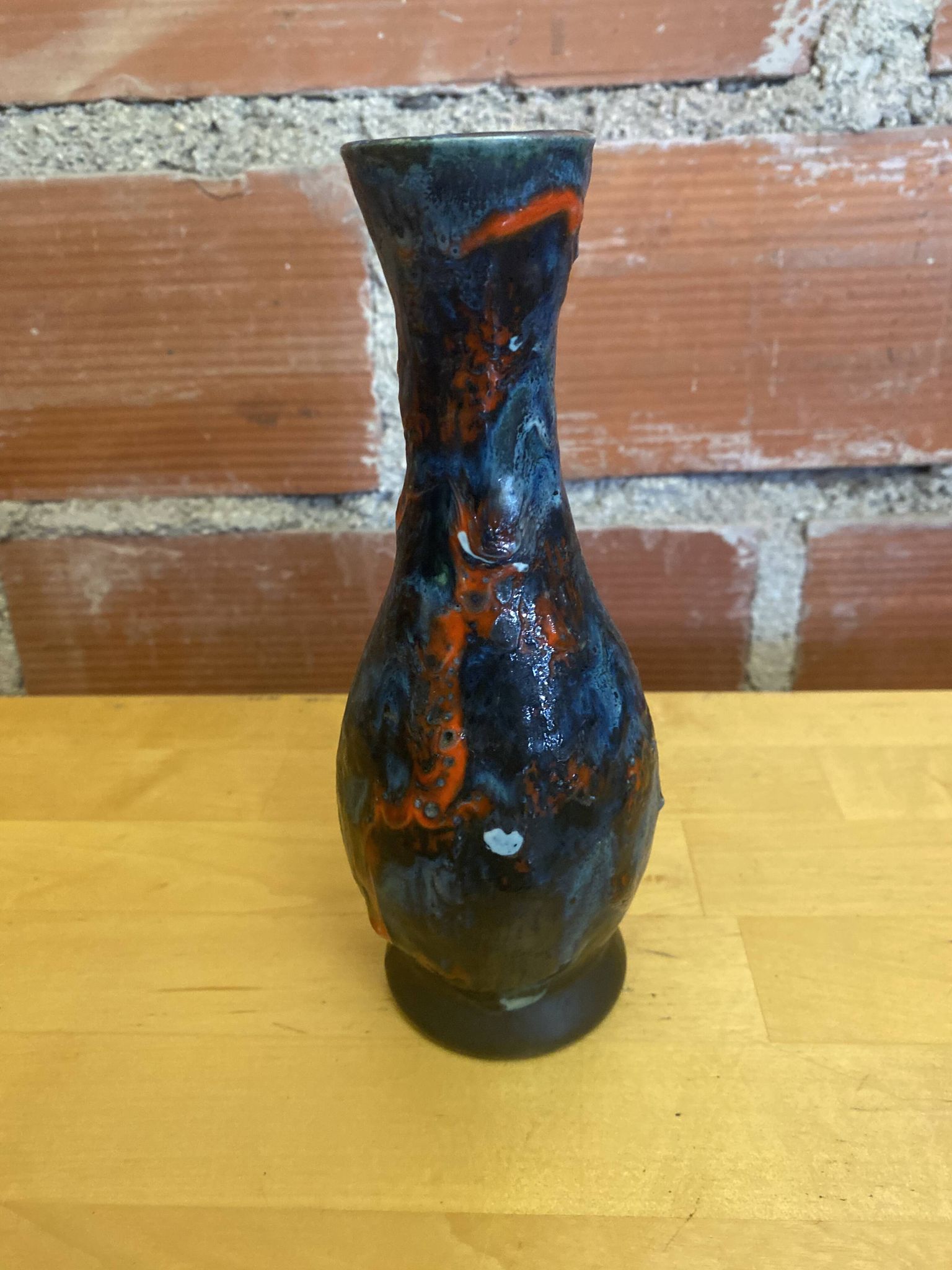 Vintage polychrome ceramic soliflore vase in the old style vallauris