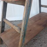 Old stepladder wooden shelf