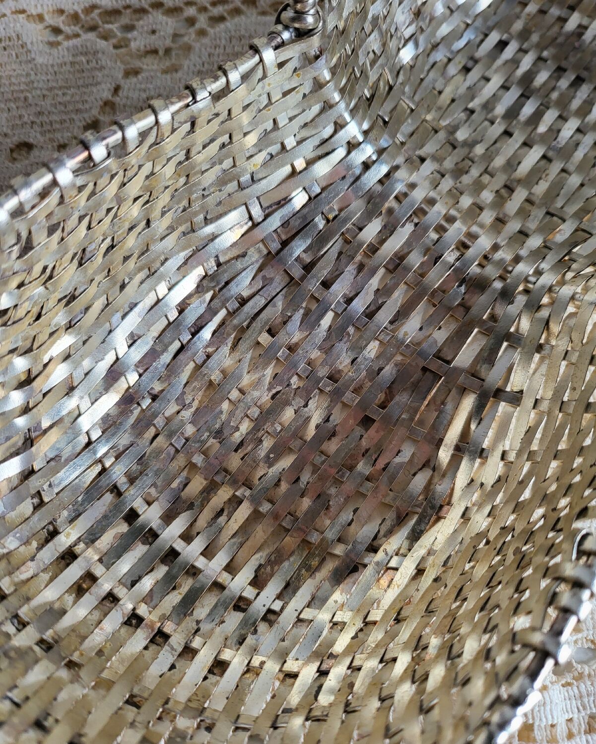 Woven silver-plated metal basket