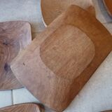 Ensemble assiettes et plat scandinave en bois massif vintage