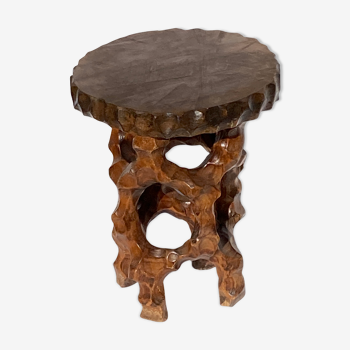 Biomorphic brutalist wabi sabi tree side table