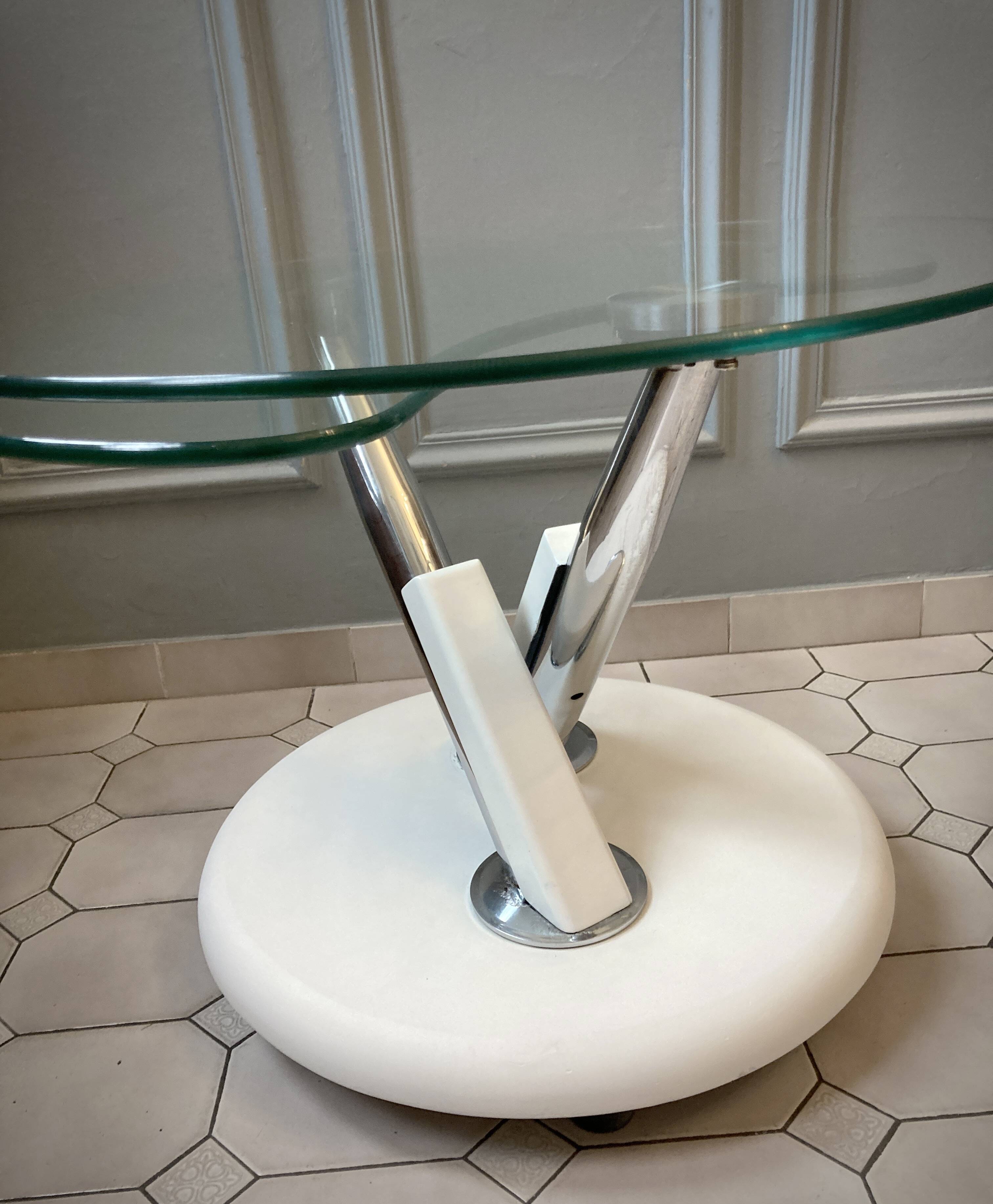 Vintage glass and chrome coffee table