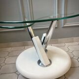 Vintage glass and chrome coffee table