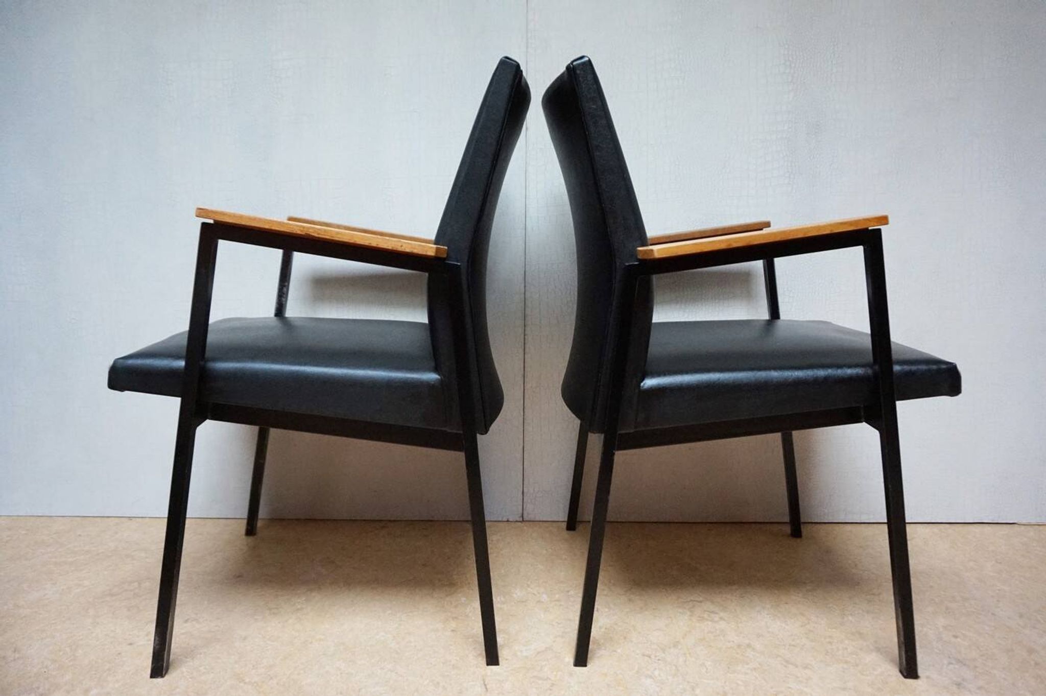 Fauteuils/chaises de conférence au design minimaliste industriel néerlandais du milieu du siècle