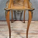 Double-top tea table in marquetry from the Napoleon III period
