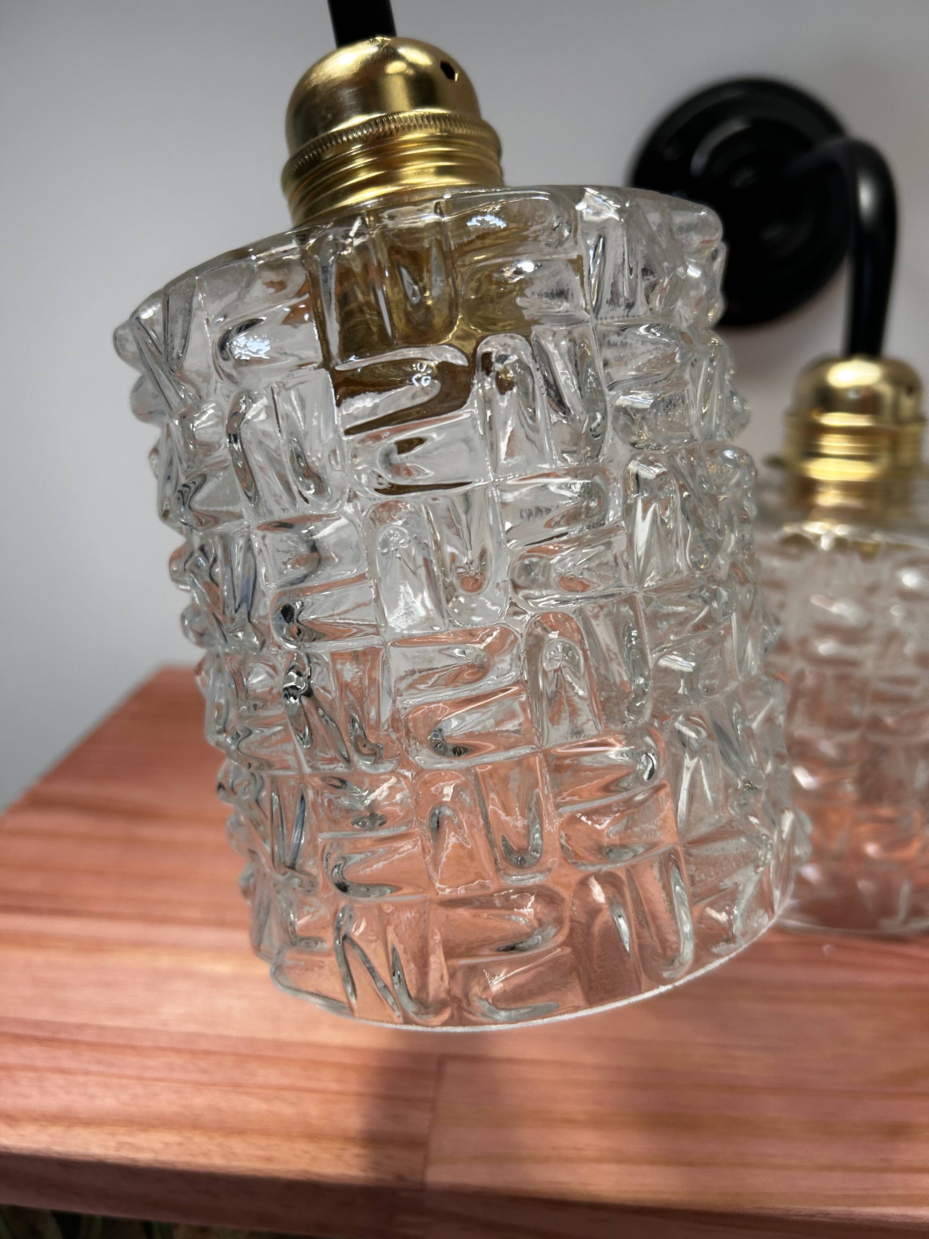 Pair of vintage glass globe wall lights