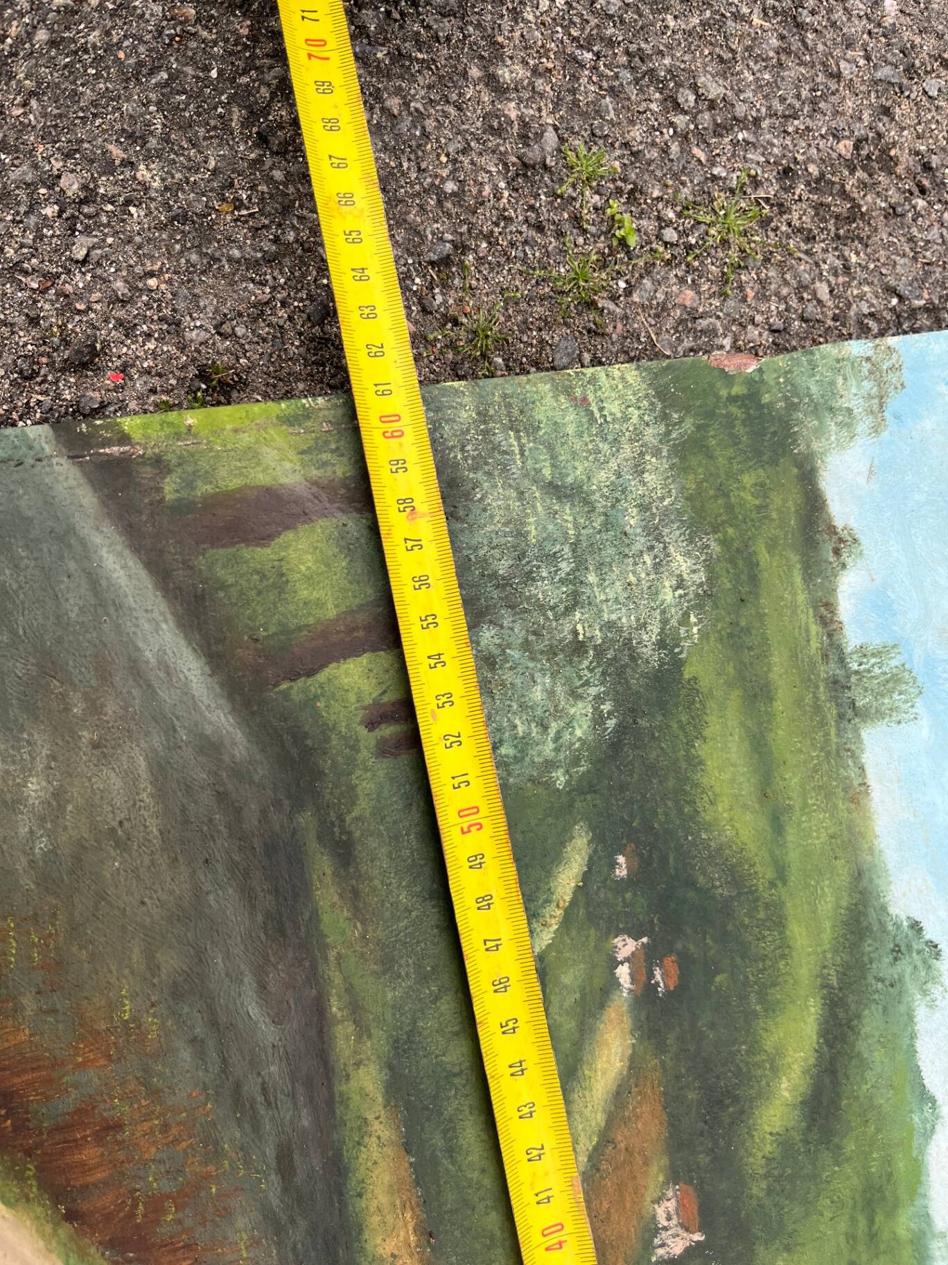 Oil painting landscape countryside signed Louroy - Characters