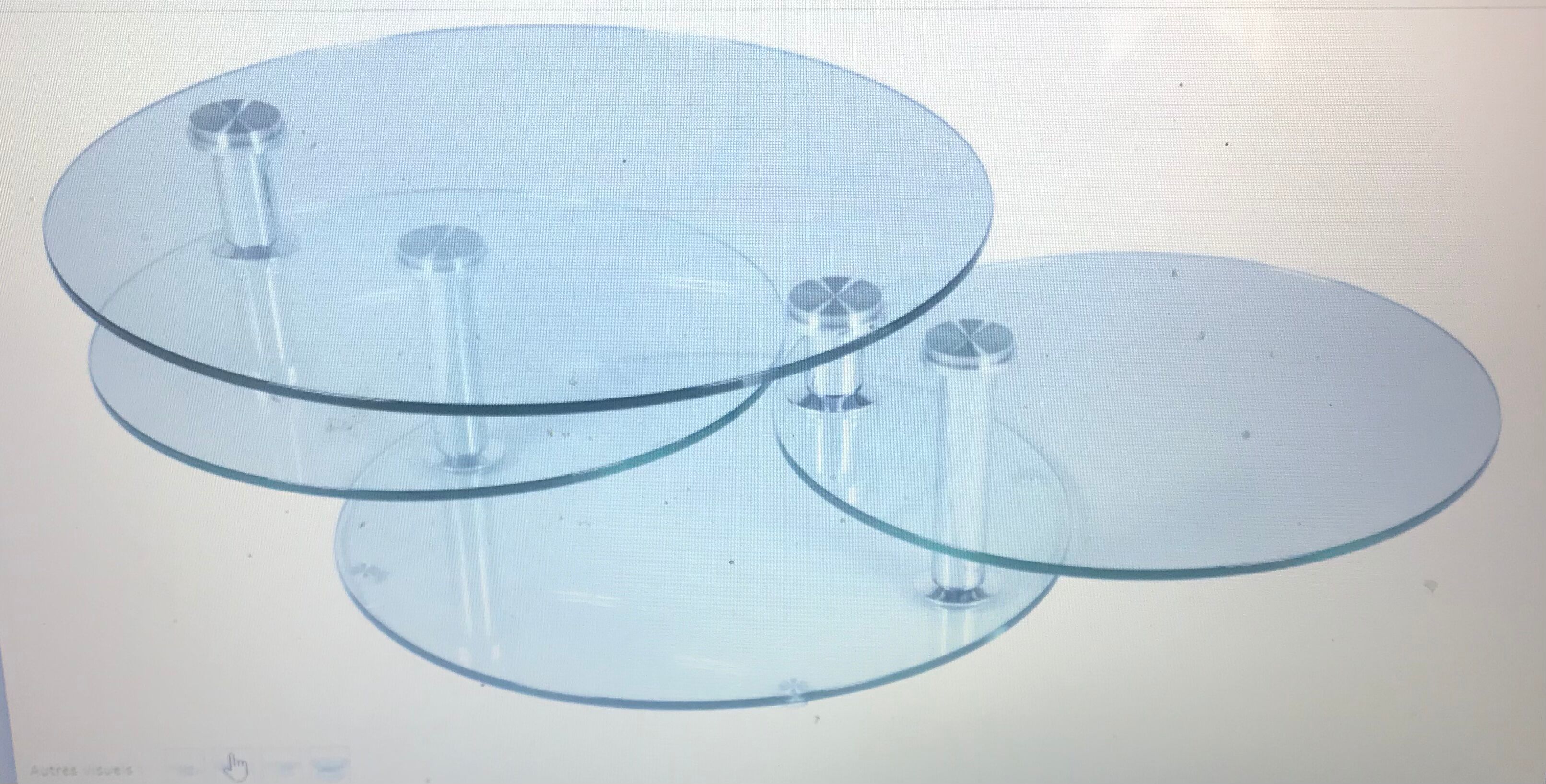 Three-plate glass swivel tray coffee table