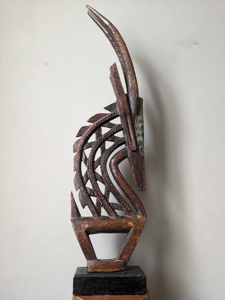 African art oryx wooden handcrafted sculpture ethnic tribal decoration