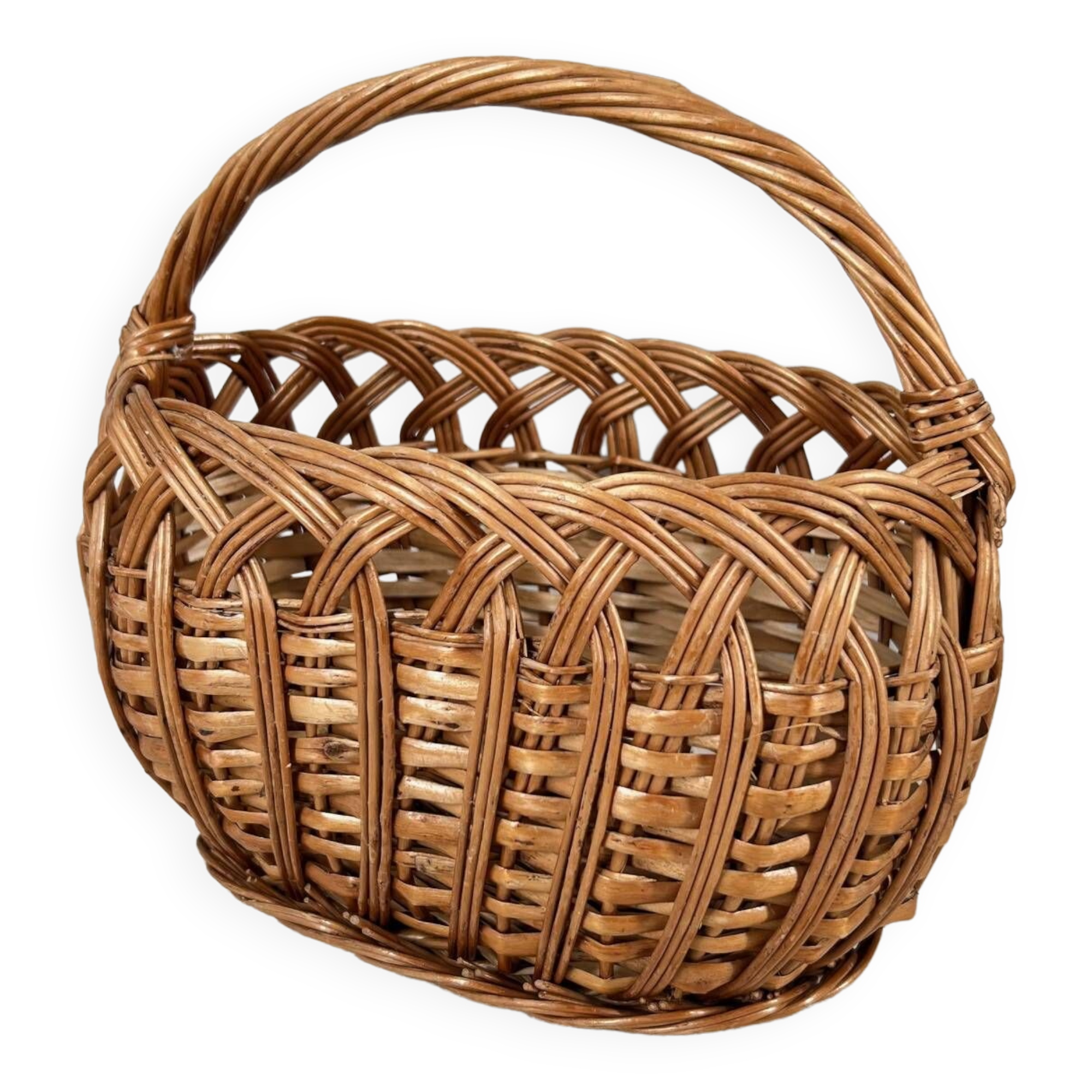 Small oval woven wicker basket