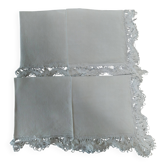 Série de quatre serviettes de tables lin dentelle au fuseau 31 X 32 cm
