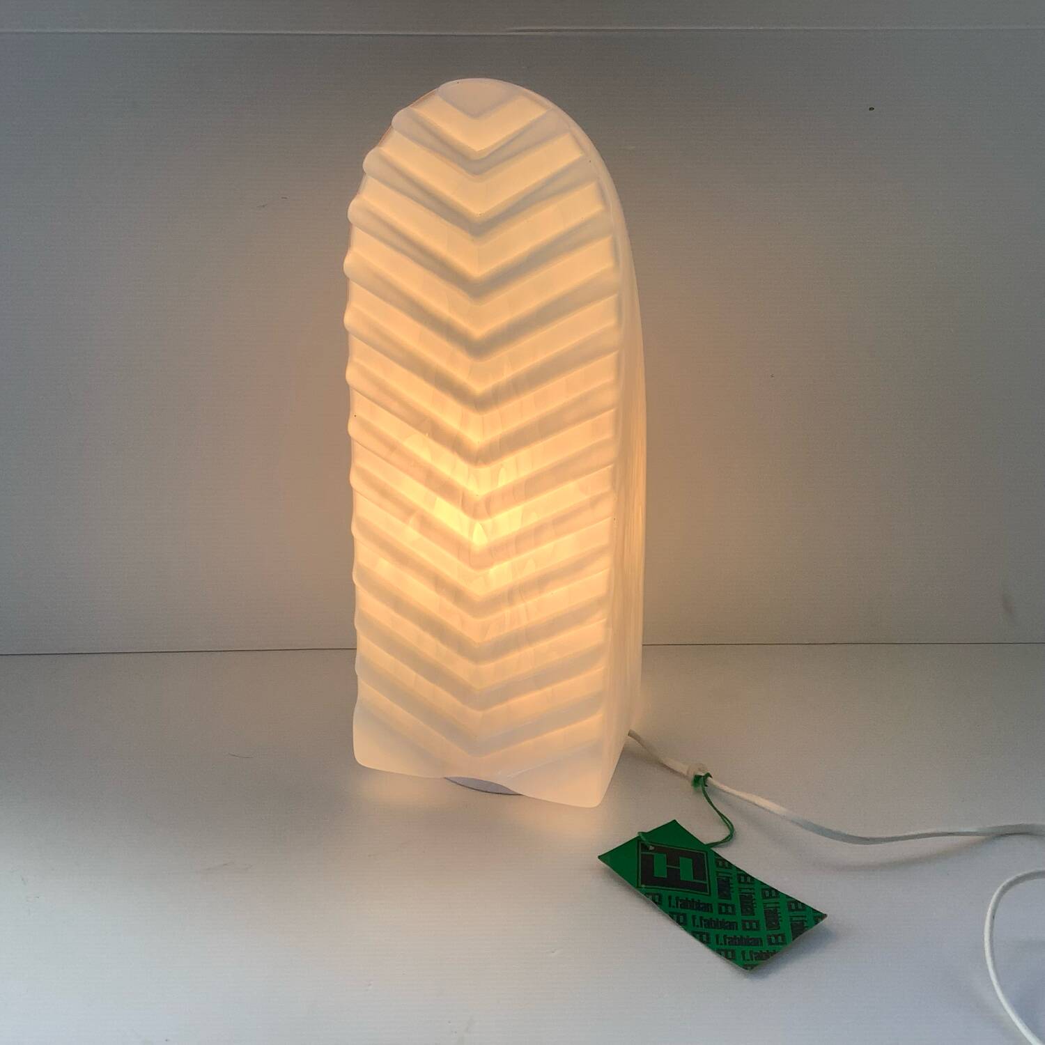 Vintage Fabbian Italy Passarola Lamp Murano Marble Glass Rare Chevron