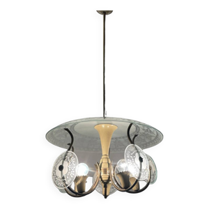 suspension en verre gravé - 1950
