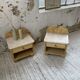 Pair of travertine bedside and rattan palm tree "vivai del sud"