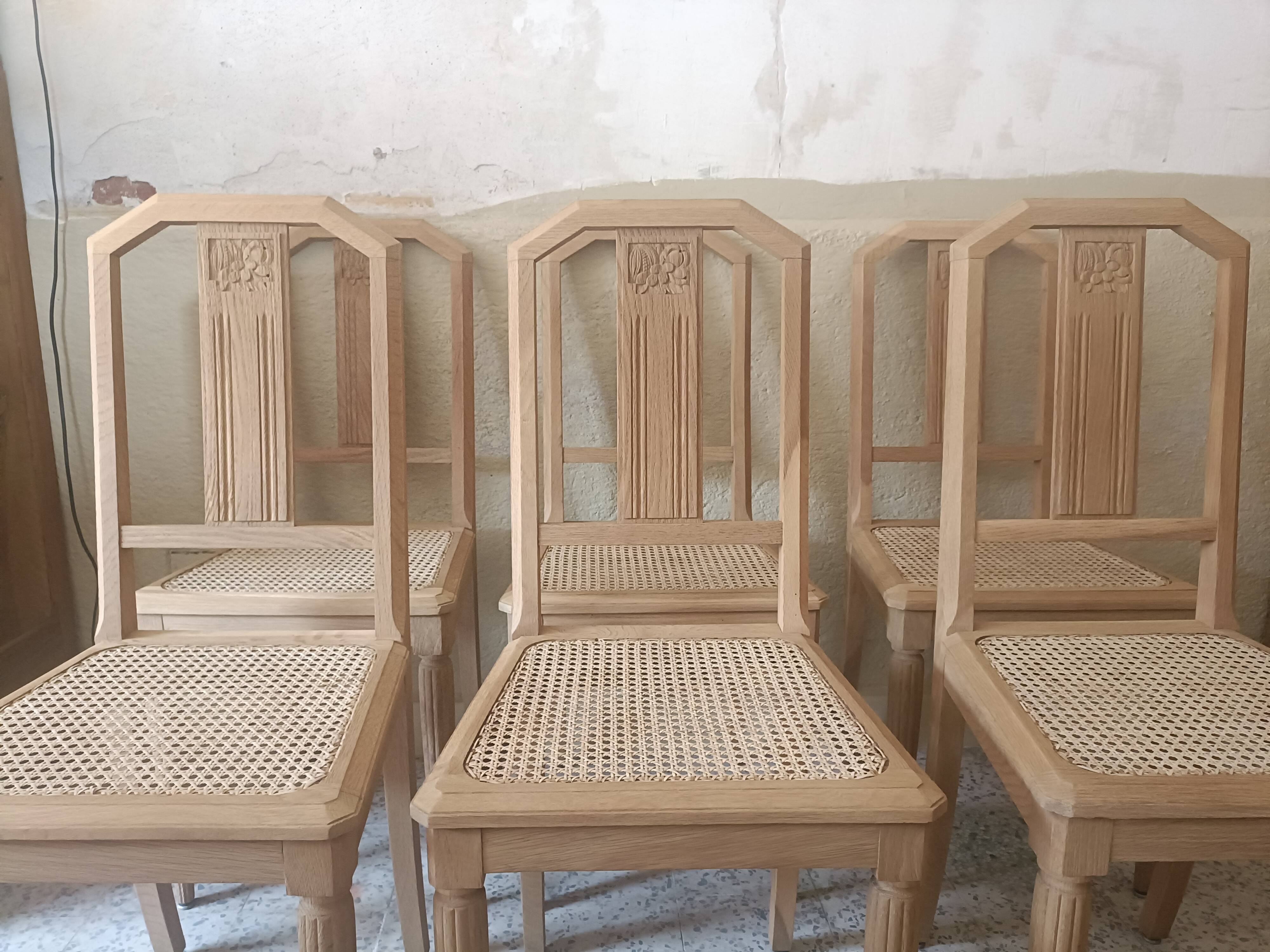 6 chaises cannées art déco rénovées