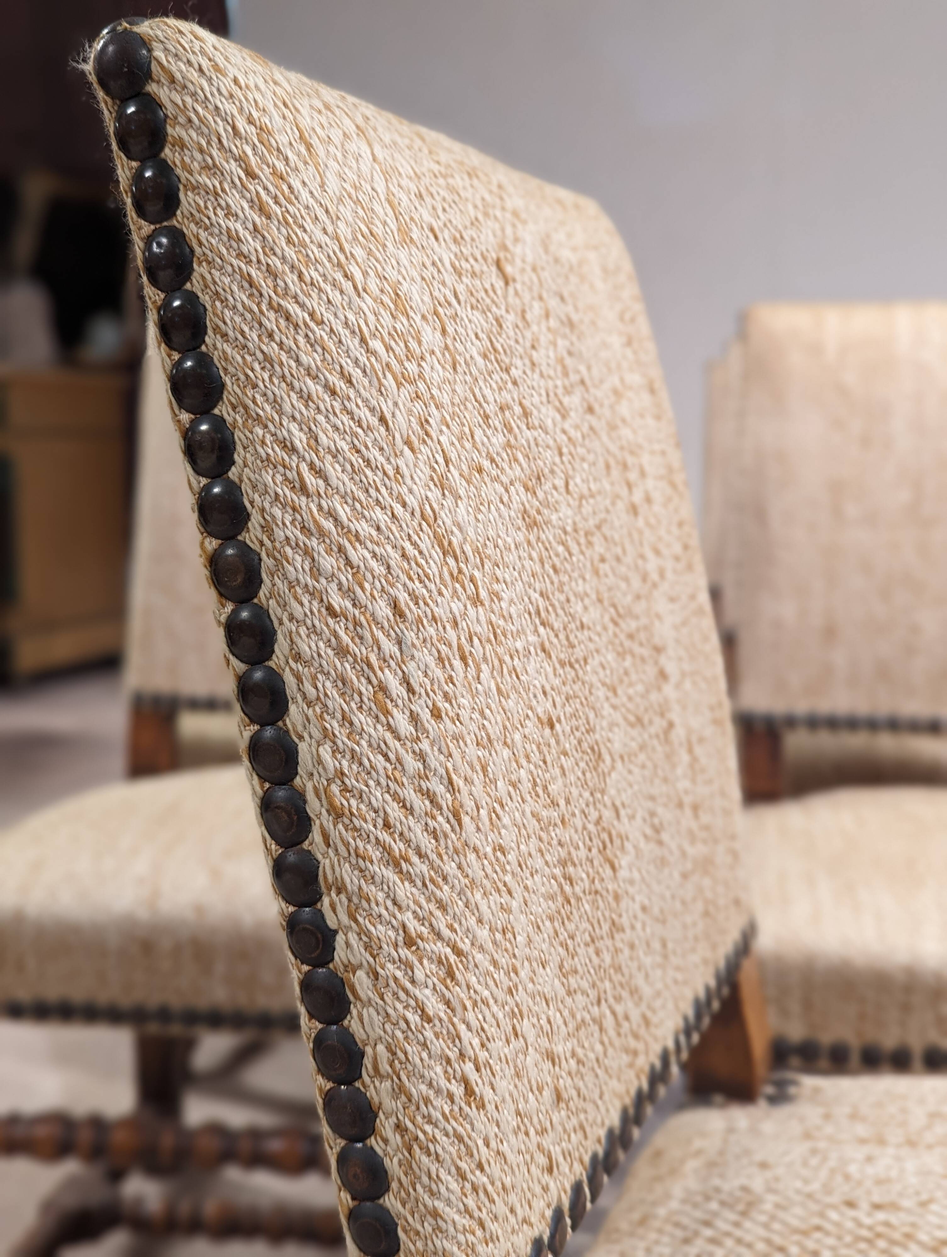 Ensemble de 10 chaises de style louis XIII