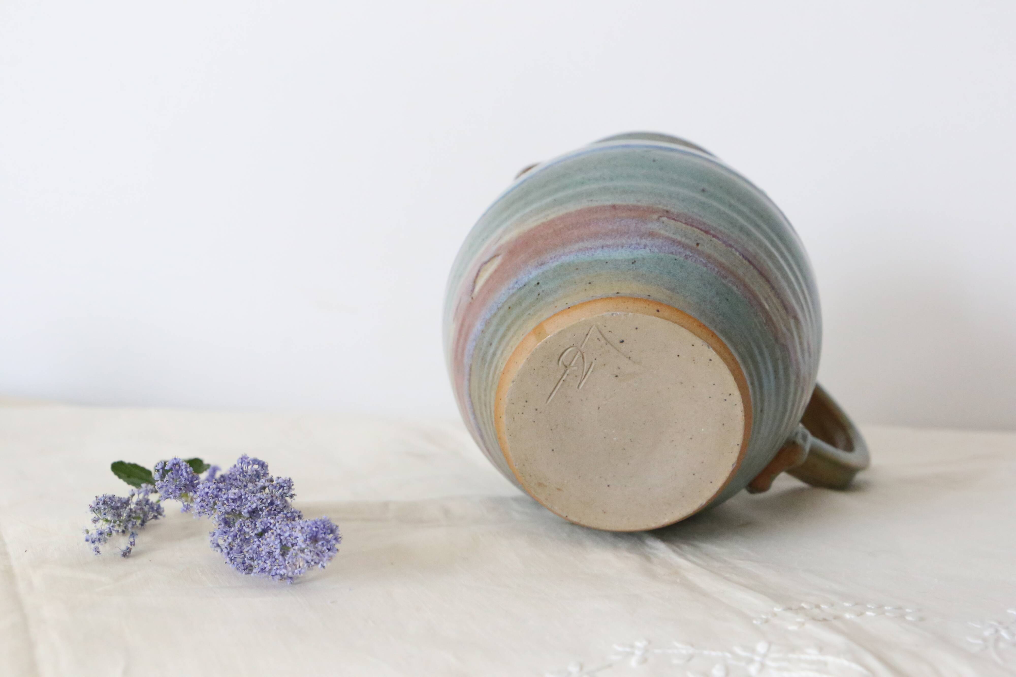 Glazed earth jug, artisanal pottery, rustic, vintage french