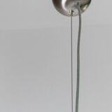 Grand plafonnier vintage en verre de Murano blanc avec bord noir et support en acier inoxydable – lampe suspendue italienne des années 1970