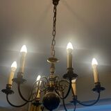 Brass Mid-Century Chandelier - 6 light branches