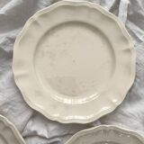 5 Sarreguemines ivory scalloped earthenware dinner plates