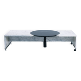 Table basse réglable en marbre noir et blanc italien, années 1980