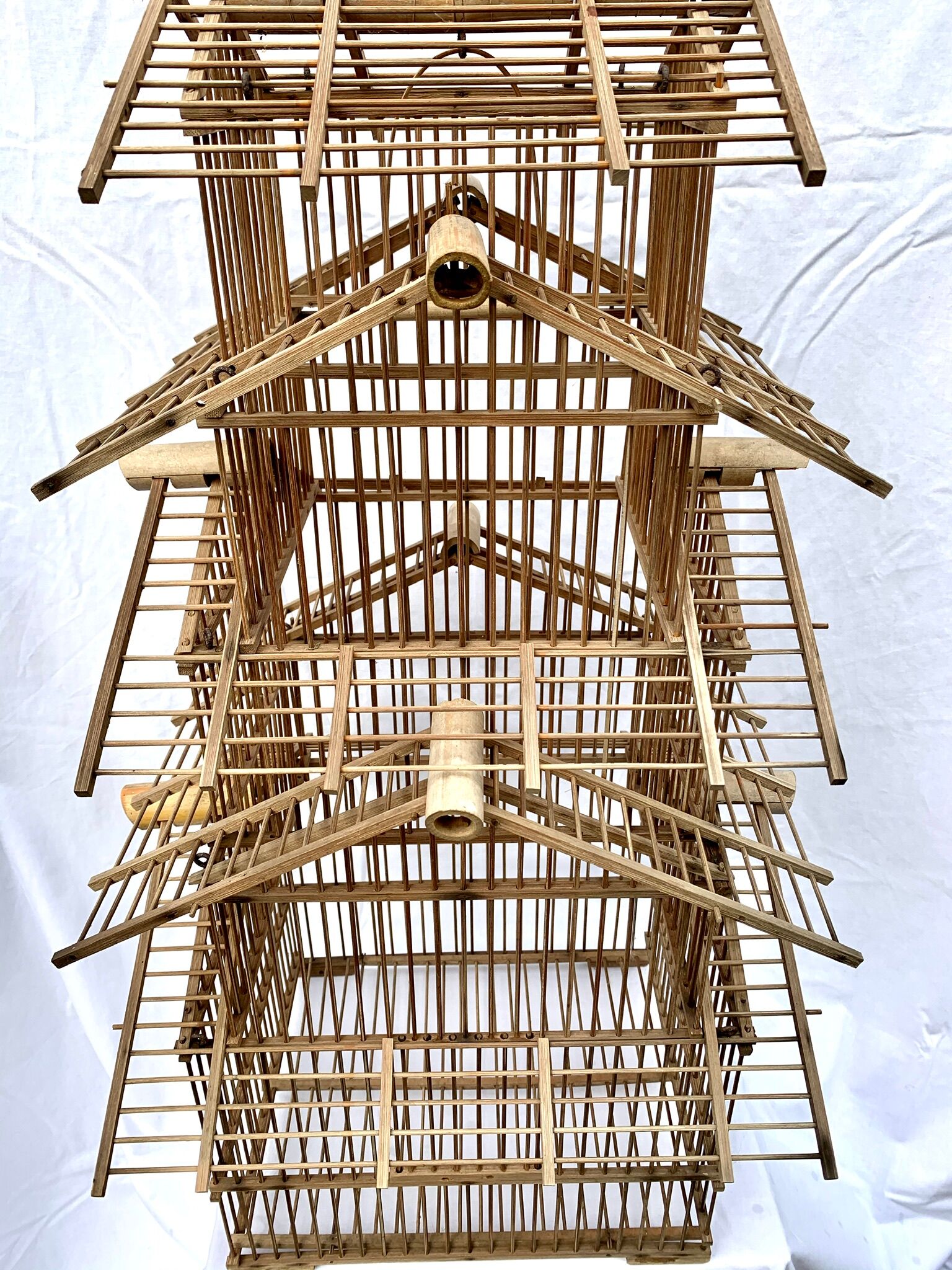 Large vintage bamboo birdcage
