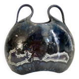 Iridescent ceramic vase with handles