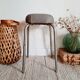 Tabouret vintage métal et skaï gris