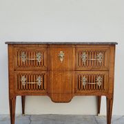 Commode sauteuse Louis XVI en marqueterie 19ème