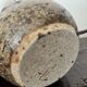 vintage lamp in pyrite sandstone and wool lampshade, La borne 1970