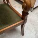 Wood and green velvet office chair