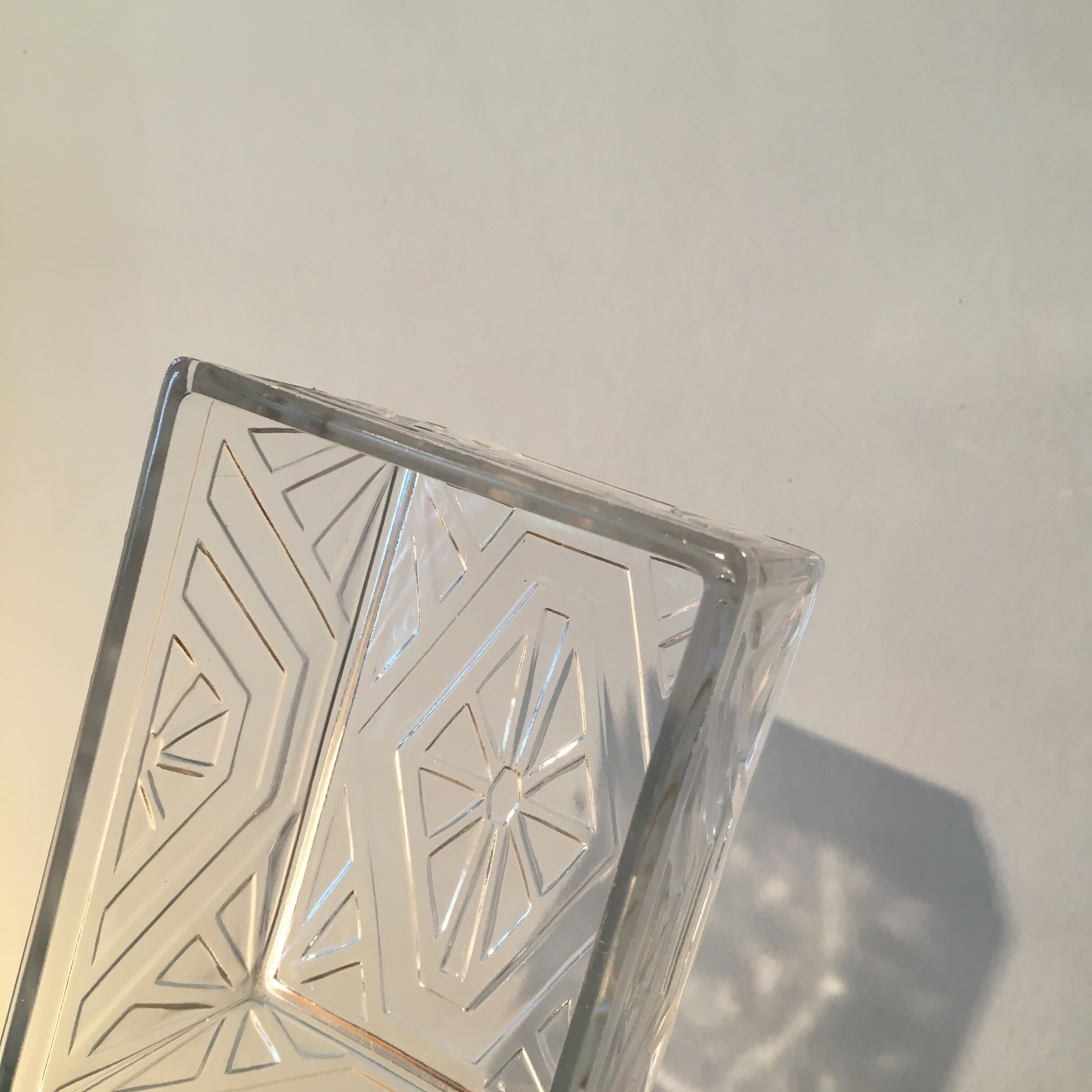 Art deco glass cake box