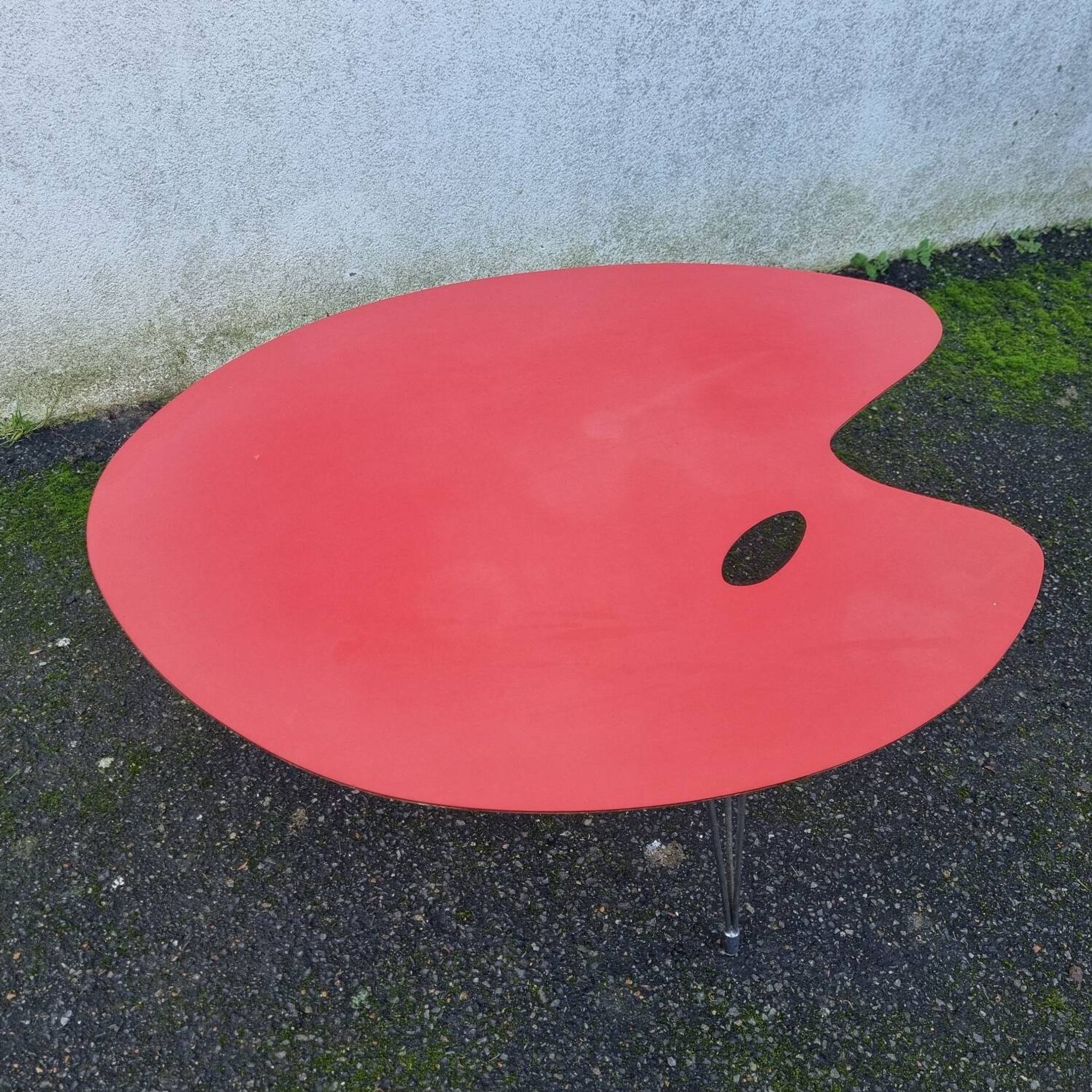 Table formica palette de peintre de 1970