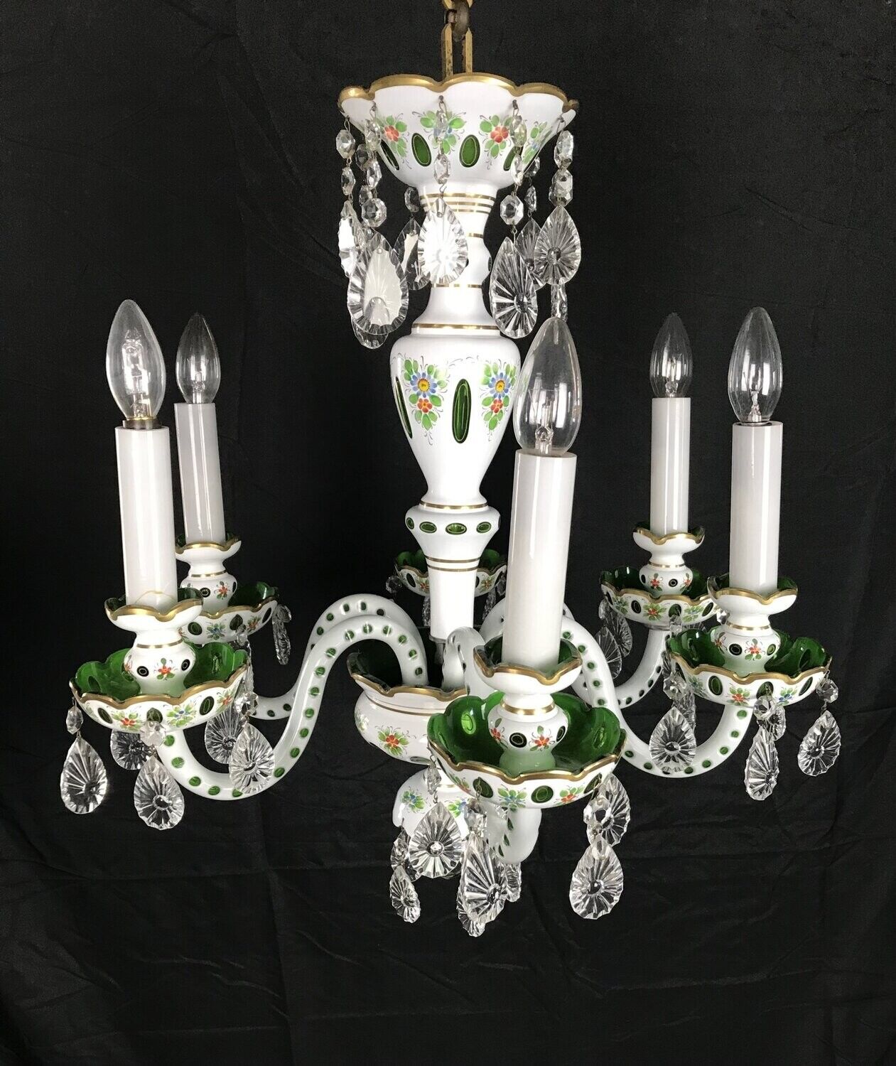 White overlay glass chandelier